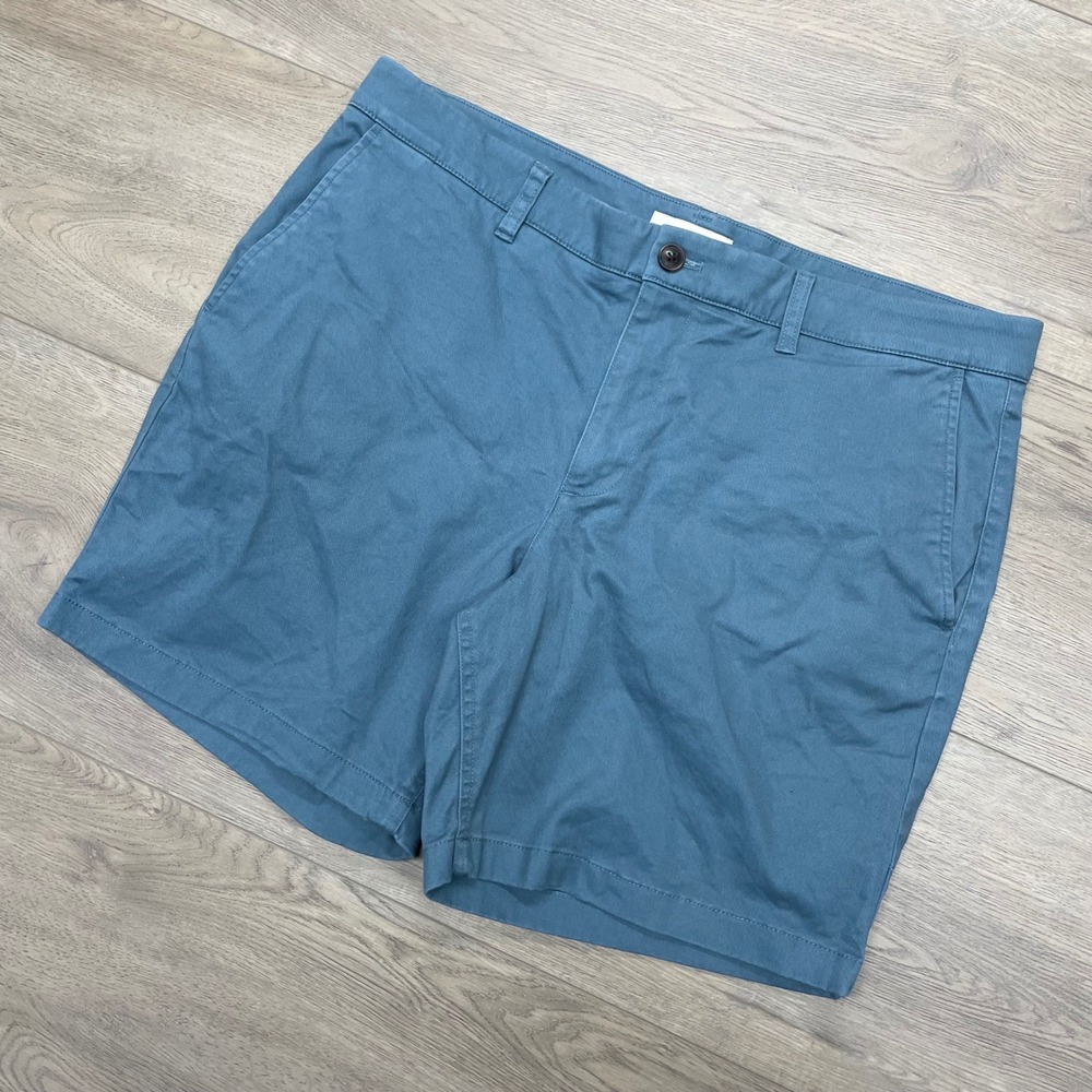 Hawker Rye Chino Shorts Mens 36 Blue 7 Inch Inseam Stretch Cotton Flat Front